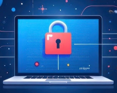 Laptop computer with pad lock.